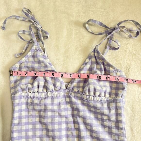 Kona Sol Purple Plaid One-Piece Bathing Suit Small - Picture 7 of 10